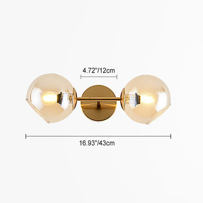 Nordic Iron Glass Ball Strip 2-Light Wall Sconce Lamp
