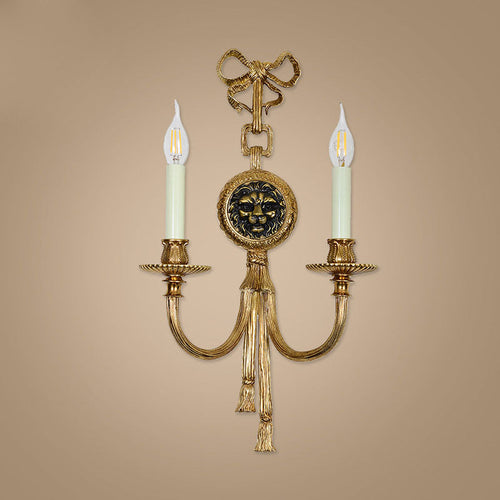 French Cylinder Sconce Full Brass 2-Light Wall Sconce Lamp