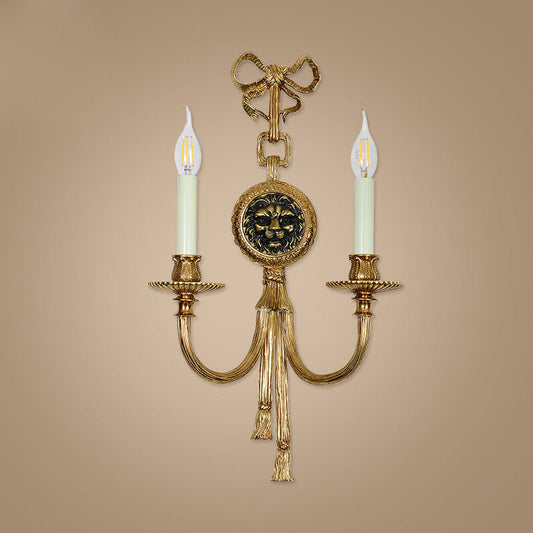 French Cylinder Sconce Full Brass 2-Light Wall Sconce Lamp