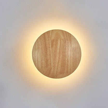 Minimalist Round Irregular Oval Wood LED Wall Sconce Lamp
