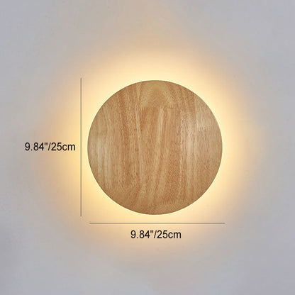 Minimalist Round Irregular Oval Wood LED Wall Sconce Lamp