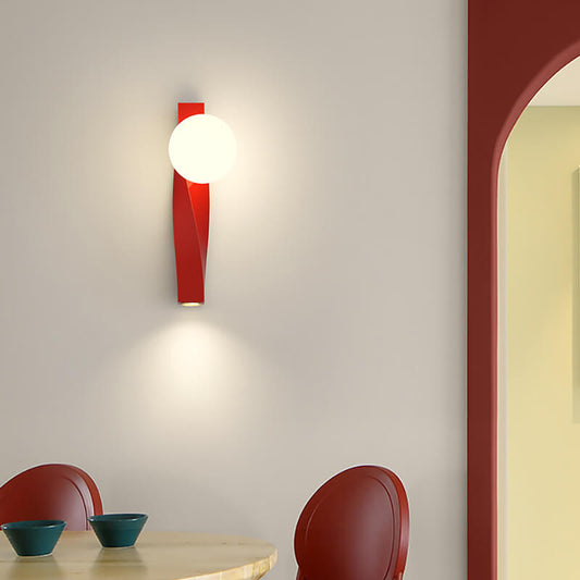Cream Style Plastic Long Sphere 1-Light Wall Sconce Lamp