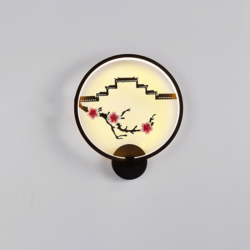 Chinese Lotus Leaf Aluminum Acrylic LED Wall Sconce Lamp