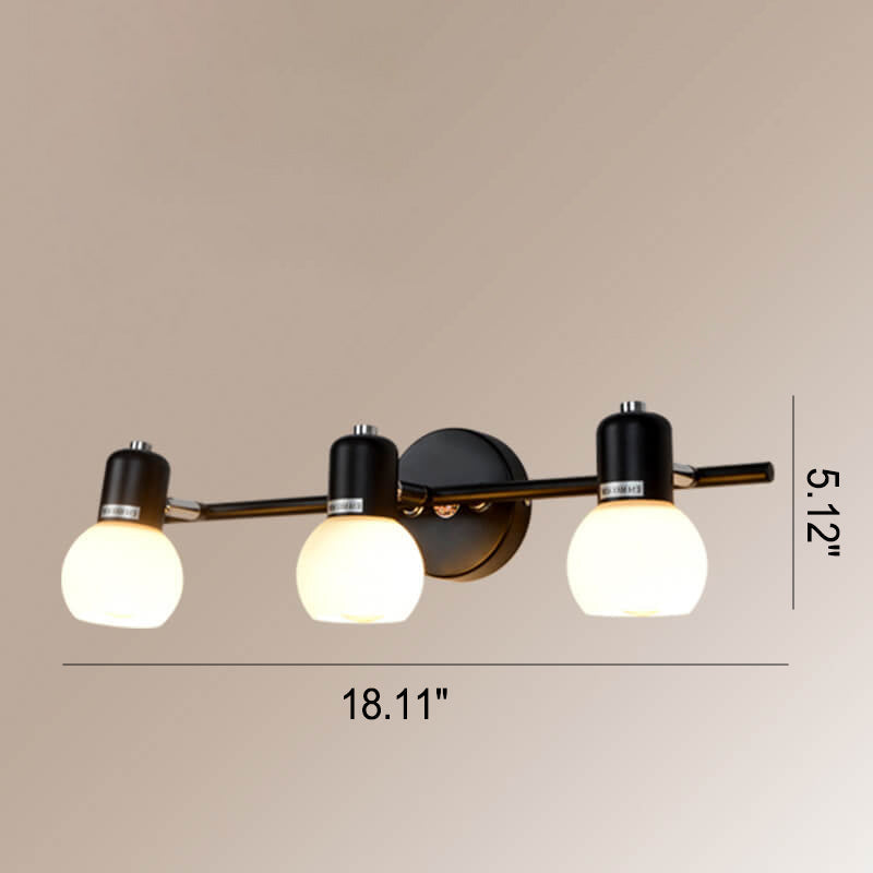 White Glass Dome Vanity Light 2/3 Light Wall Sconce Lamp