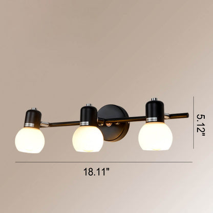 White Glass Dome Vanity Light 2/3 Light Wall Sconce Lamp