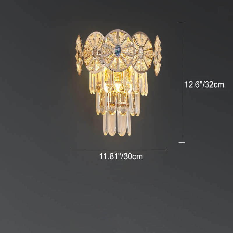 Luxury Rhombus Crystal Shell 3-Light Wall Sconce Lamp
