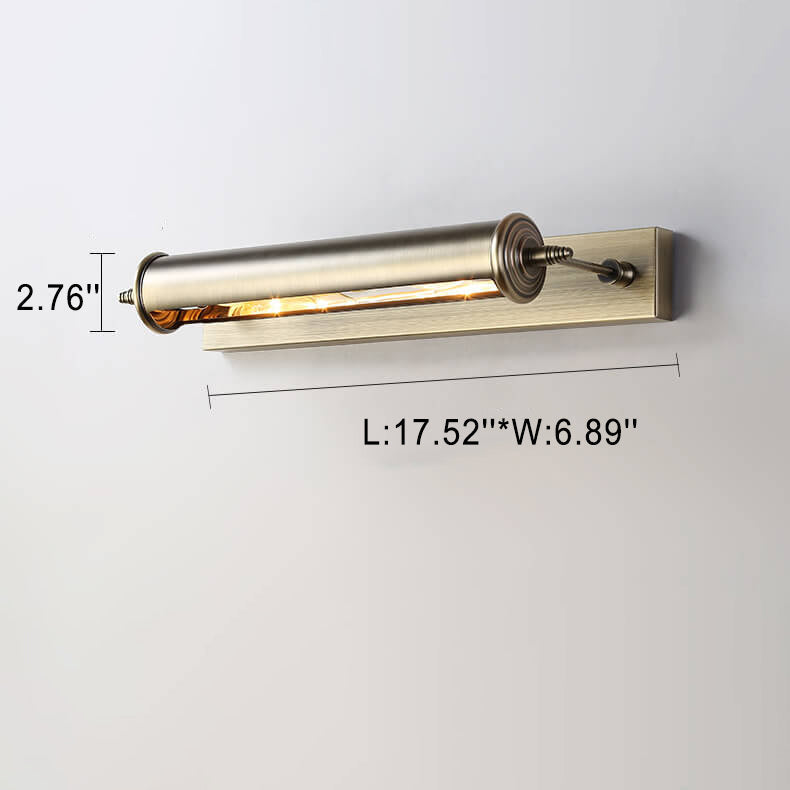 Bronze Column Bar 1-Light Mirror Front Wall Sconce Lamp