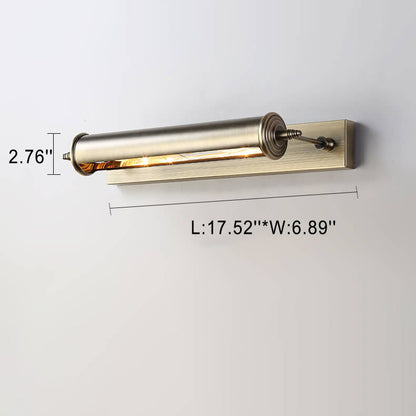 Bronze Column Bar 1-Light Mirror Front Wall Sconce Lamp