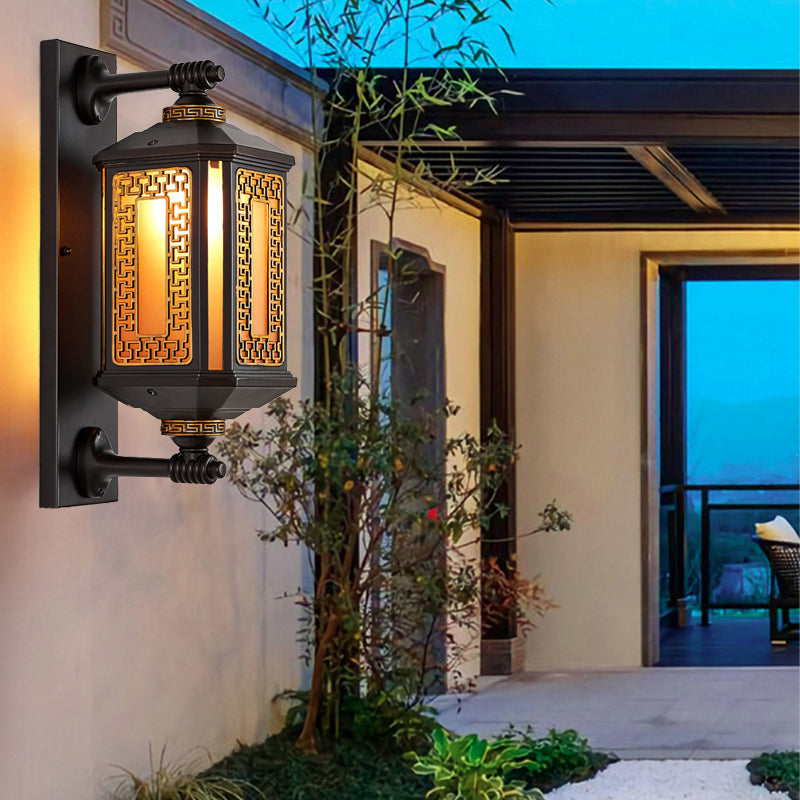 Chinese Aluminum Glass Cylinder 1/2 Light Wall Sconce Lamp