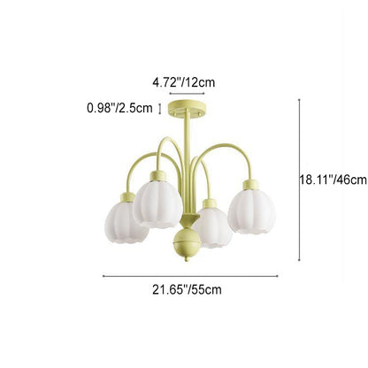 Minimalist Cream Pumpkin Metal Glass 4/6 Light Chandelier