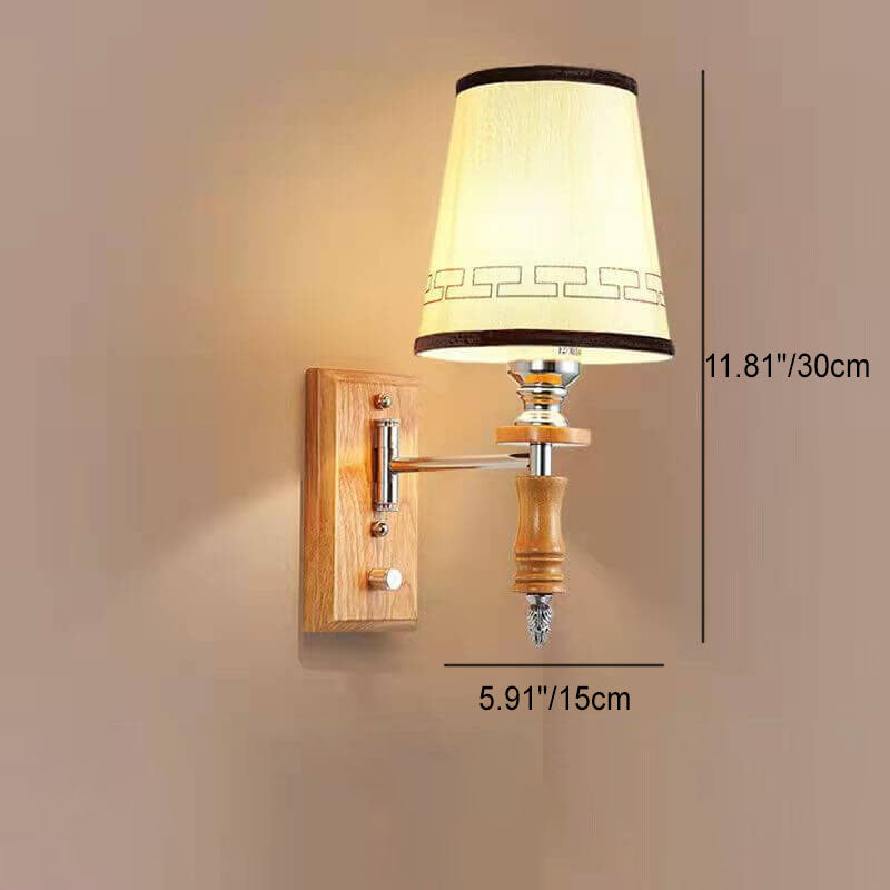 Chinese Fabric Barrel Shade 1-Light Wall Sconce Lamp