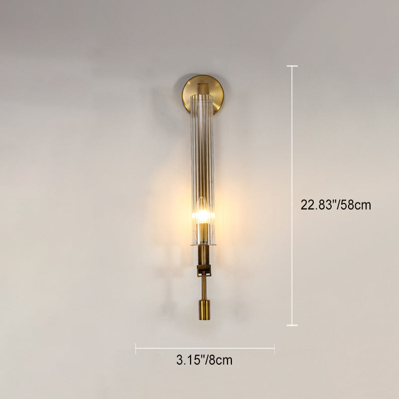 Simplicity Ribbed Glass Column 1-Light Wall Sconce Lamp