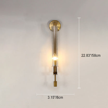 Simplicity Ribbed Glass Column 1-Light Wall Sconce Lamp