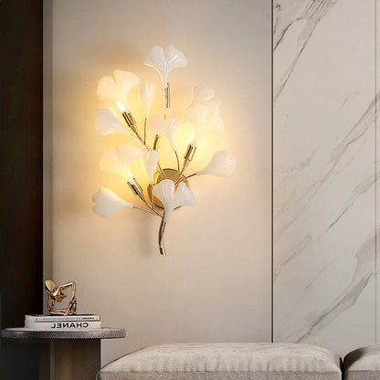 Ginkgo Iron Plastic Porcelain 2/3 Light Wall Sconce Lamp