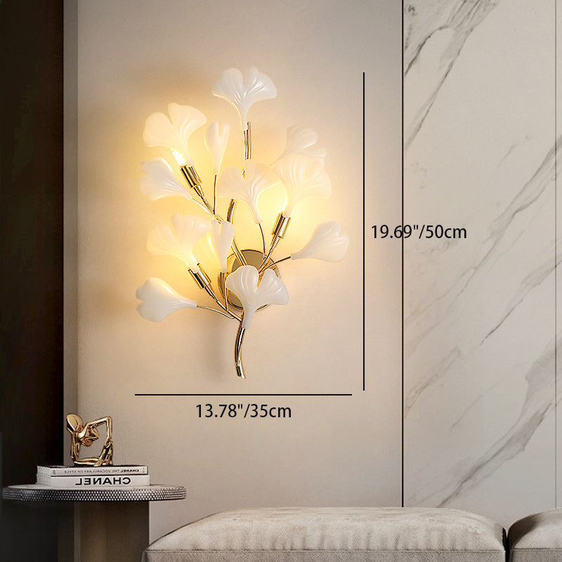 Ginkgo Iron Plastic Porcelain 2/3 Light Wall Sconce Lamp