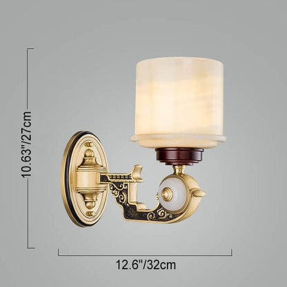 European Light Copper Jade 1/2-Light Wall Sconce Lamp