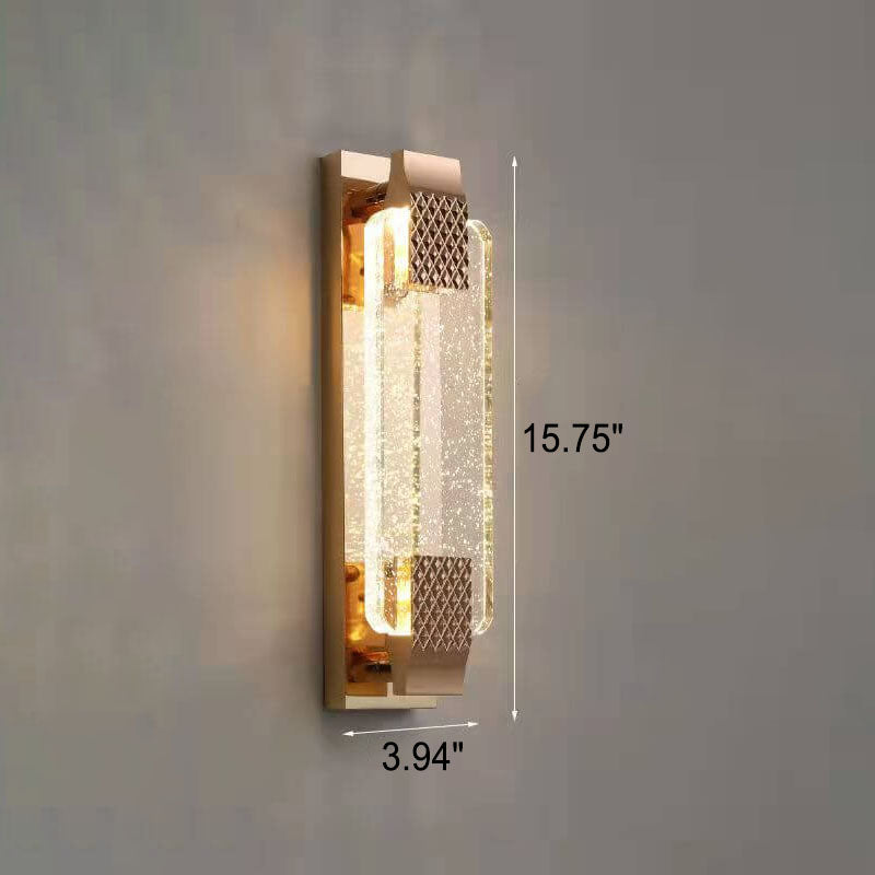 Light Gold Bubble Crystal Rectangular LED Wall Sconce Lamp