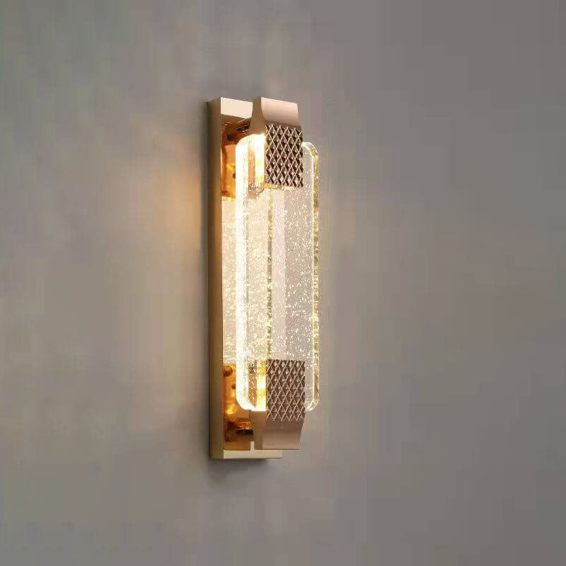 Light Gold Bubble Crystal Rectangular LED Wall Sconce Lamp