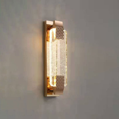 Light Gold Bubble Crystal Rectangular LED Wall Sconce Lamp