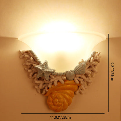 Resin Trumpet Glass Shade 1-Light Wall Sconce Lamp