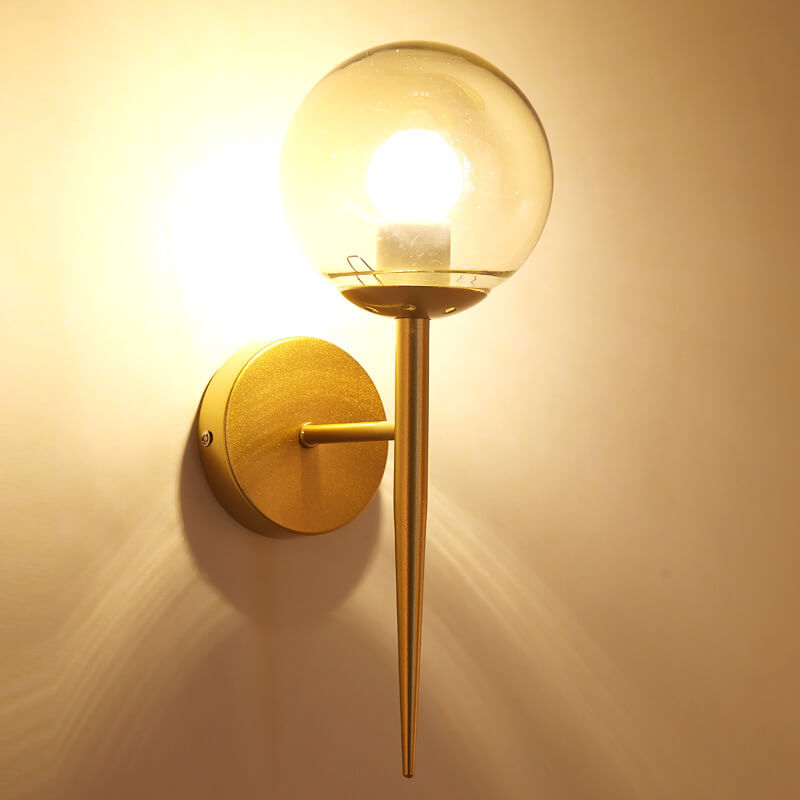 Glass Round Ball Shade Long Pole 1-Light Wall Sconce Lamp