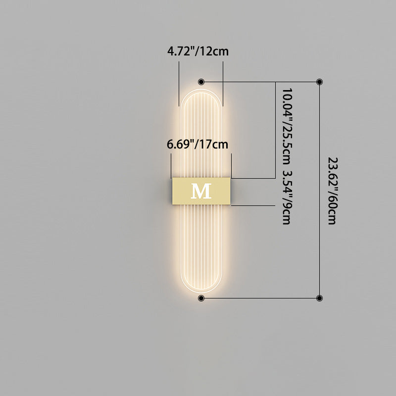 Iron Acrylic Elliptical Strip Pointed LED Wall Sconce Lamp