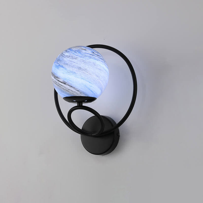 Creative Circle Planet Glass Iron 1-Light Wall Sconce Lamp