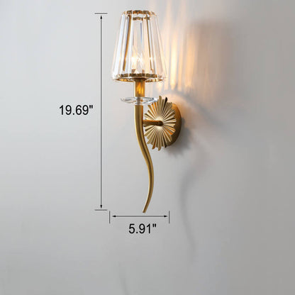 European Light Hardware Glass 1-Light Wall Sconce Lamp