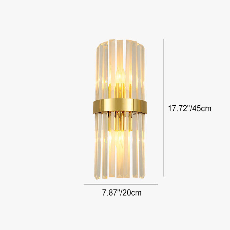Nordic Stainless Steel 2-Light Crystal Wall Sconce Lamp