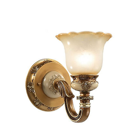 Flower Cup Iron Resin Glass 1/2 Light Wall Sconce Lamp