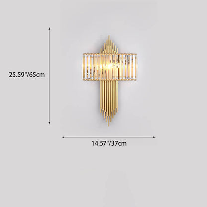 Light Luxury Crystal Square Strip 2-Light Wall Sconce Lamp