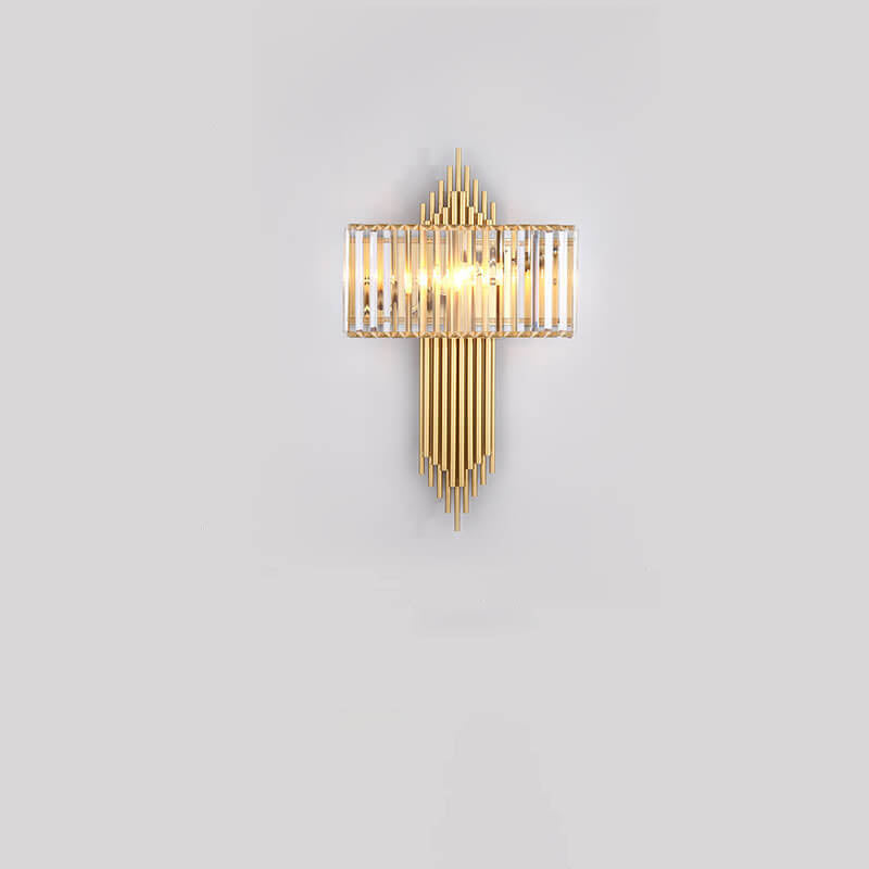 Light Luxury Crystal Square Strip 2-Light Wall Sconce Lamp