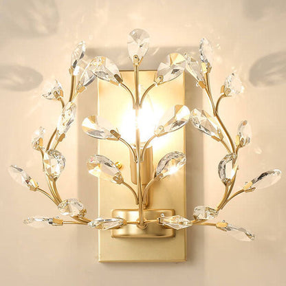 Creative Light Luxury Crystal Leaf 1-Light Wall Sconce Lamp
