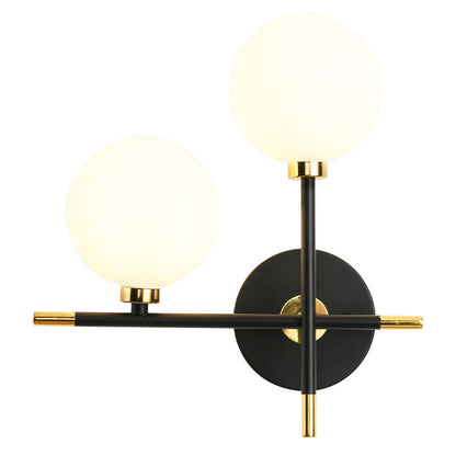 Scandinavian Glass Orb Iron 2-Light Wall Sconce Lamp