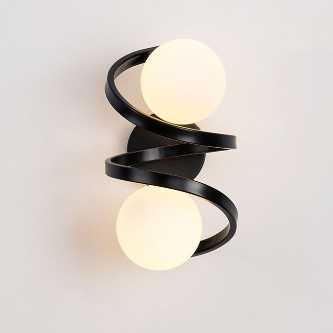 Minimalist Round Ball Iron Glass 2-Light Wall Sconce Lamp