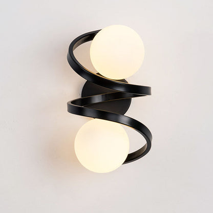 Minimalist Round Ball Iron Glass 2-Light Wall Sconce Lamp