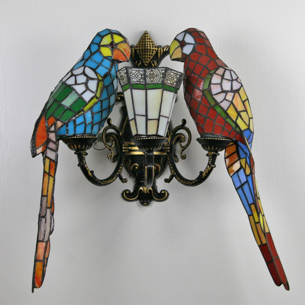 Tiffany Half Round Iron Glass 3-Light Wall Sconce Lamp