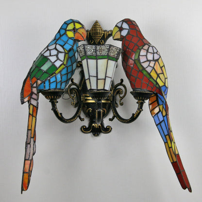 Tiffany Half Round Iron Glass 3-Light Wall Sconce Lamp