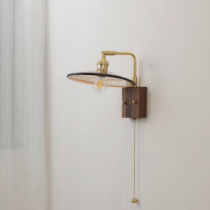 Full Amber Glass Square Shade 1-Light Wall Sconce Lamp