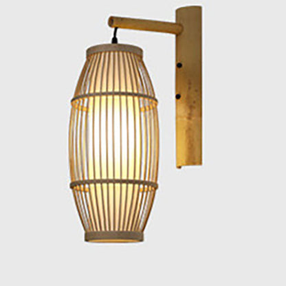 Chinese Weaving Bamboo Cage Shape 1-Light Wall Sconce Lamp