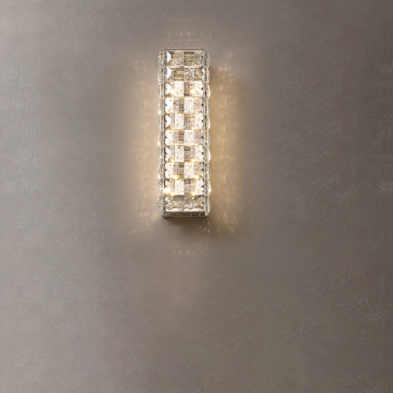 Rectangle Stainless Steel Crystal LED Wall Sconce Lamp