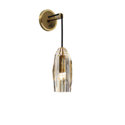 Cylinder Full Copper Crystal 1-Light Wall Sconce Lamp