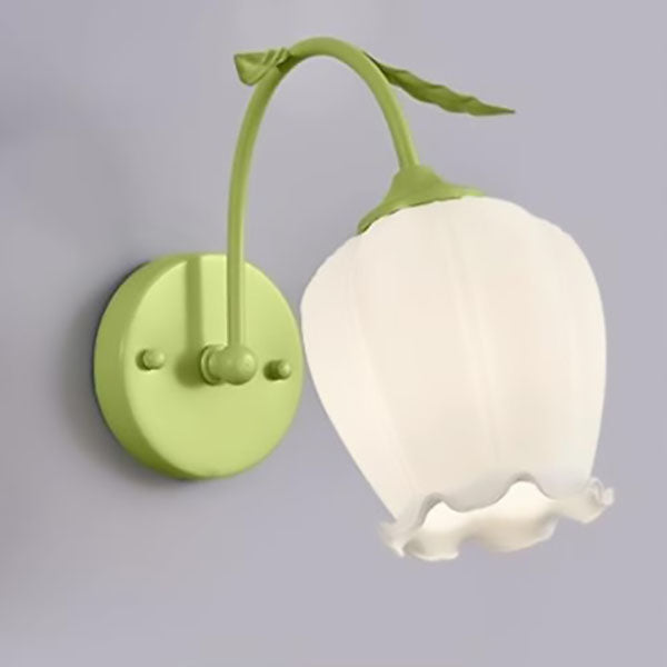 Simplicity Flower Iron Glass 1-Light Wall Sconce Lamp