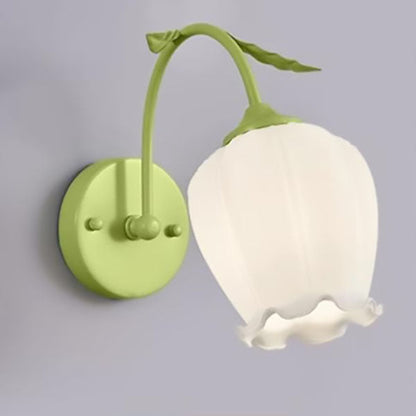 Simplicity Flower Iron Glass 1-Light Wall Sconce Lamp