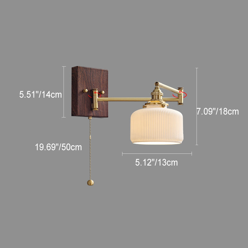 Japanese Grain Full Copper Ceramic 1-Light Wall Sconce Lamp