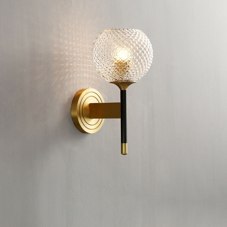 Light Luxury All Brass Glass 1/2-Light Wall Sconce Lamp