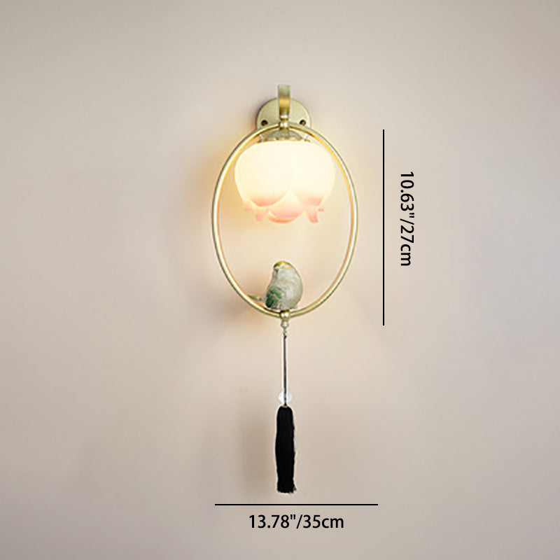Chinese Elliptical Irregular Shape 1-Light Wall Sconce Lamp