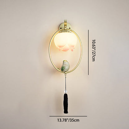 Chinese Elliptical Irregular Shape 1-Light Wall Sconce Lamp