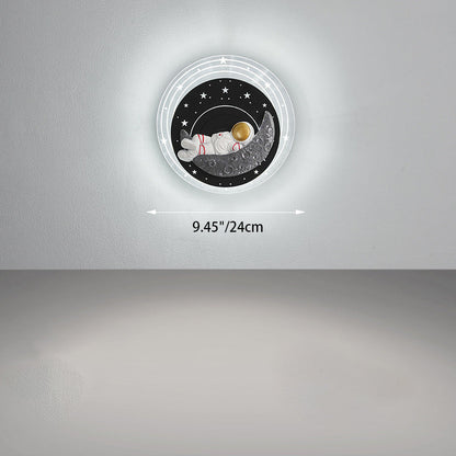 Starry Sky Moon Resin Astronaut Round LED Wall Sconce Lamp