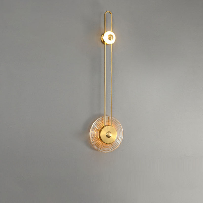 Deco Grain Glass Shade Iron Long Pole LED Wall Sconce Lamp